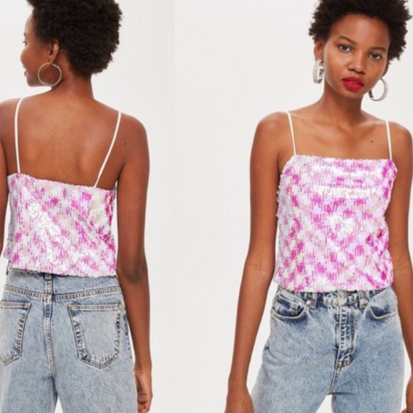 Topshop Sequin Tank Top - Picture 1 of 4